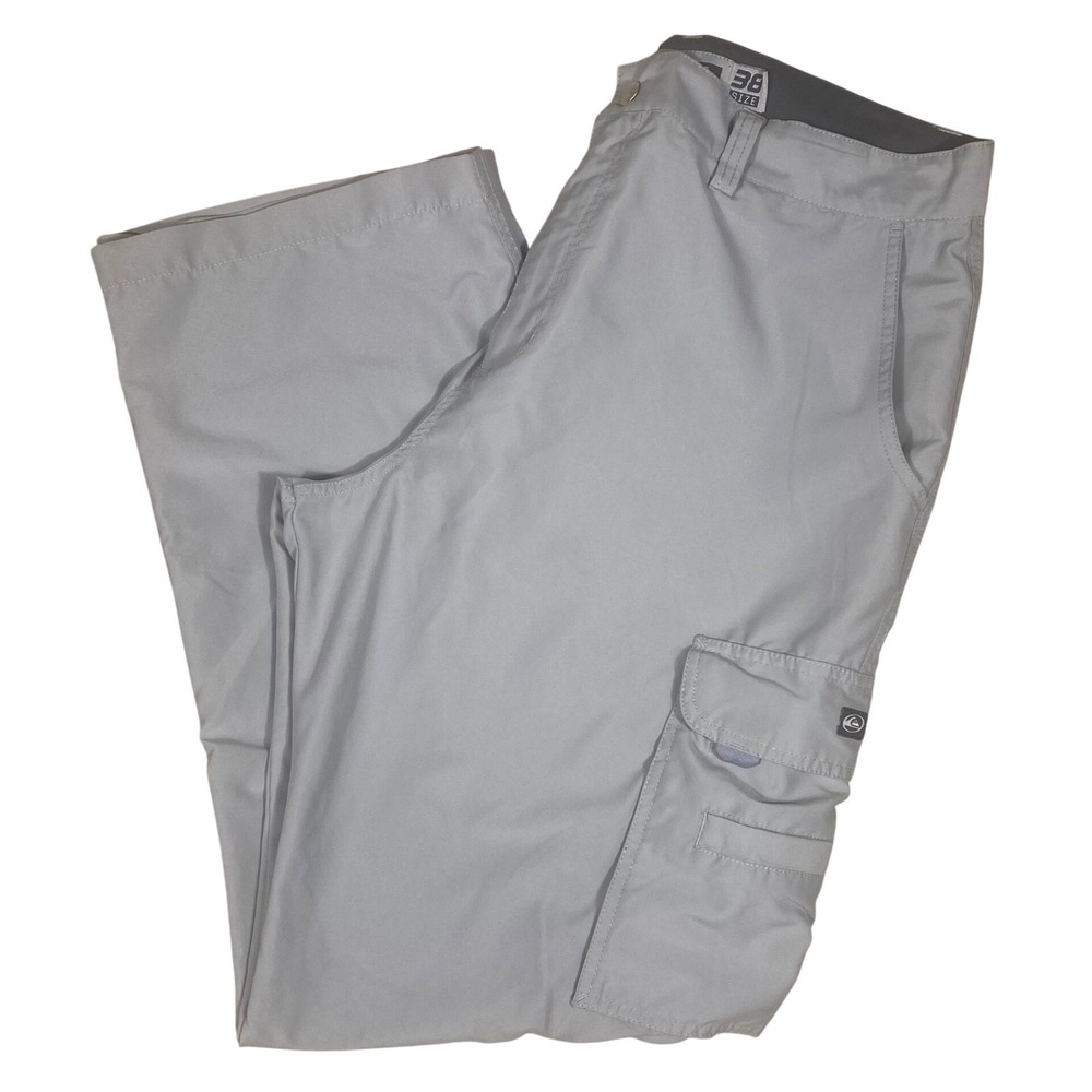 VTG Quiksilver Men Cargo Pants Sz 38x32 Lt Grey Skate Surf Gorpcore Streetwear